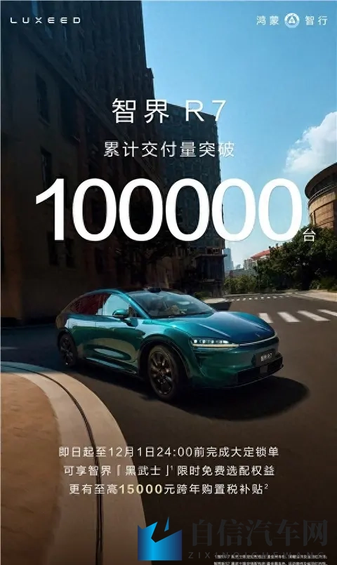 鸿蒙智行：智界R7累计交付量破10万台-1