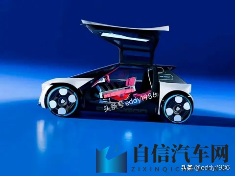 纯电标致208概念车发布，鸥翼门成点睛之笔，线控转向概念超前-1