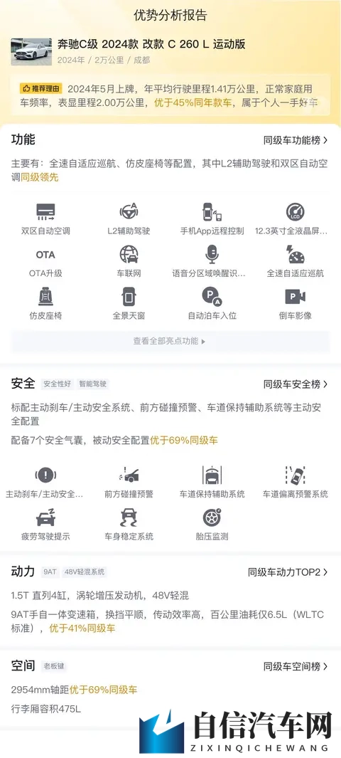 一手准新奔驰C级，24款C260L运动版，2万公里23万多拿下？-3